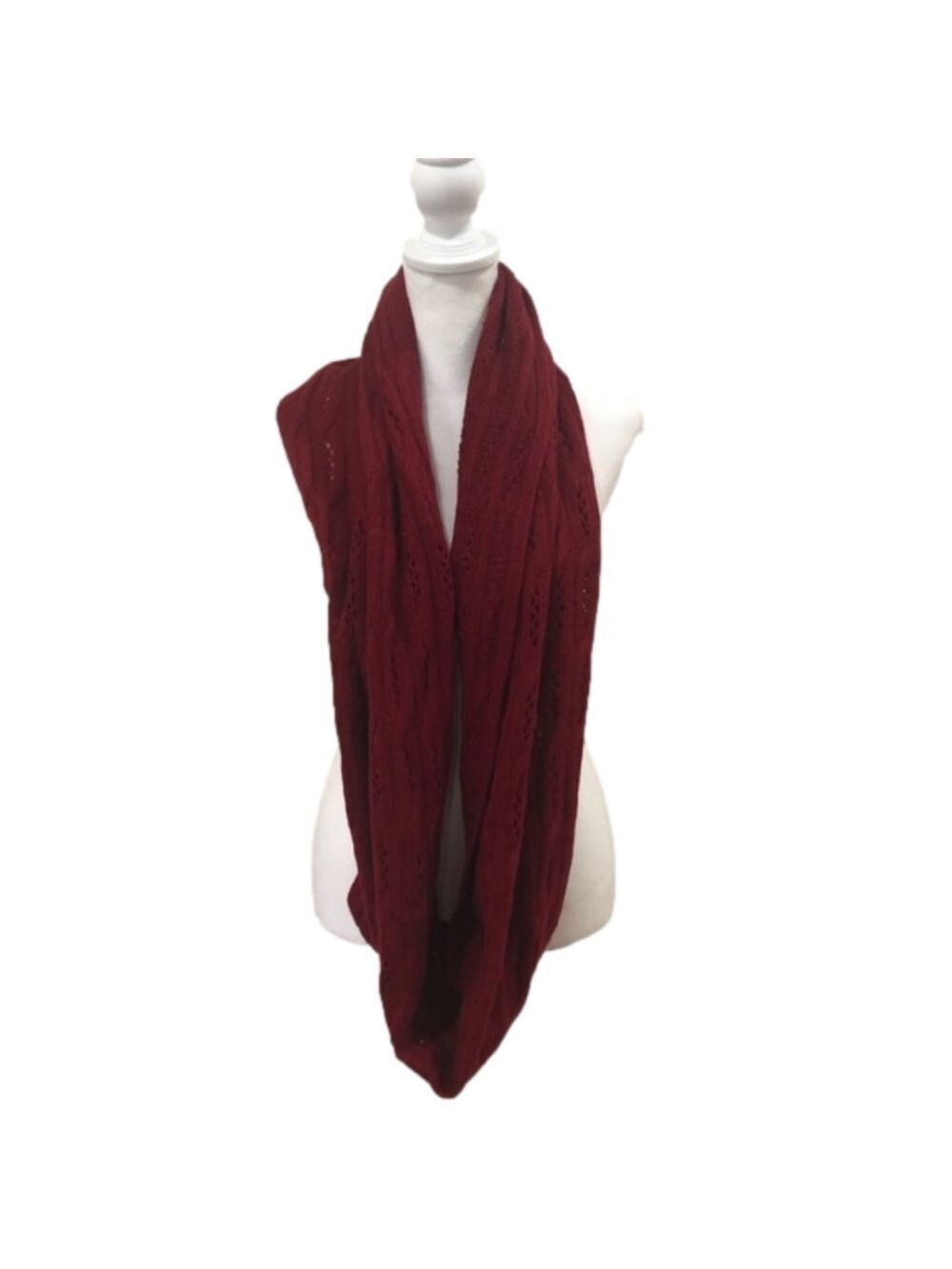 Celeste wool and cashmere blend infinity scarf. Deep red/burgundy.